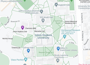 map of homewood campus showing the location of the MSE Library Annex